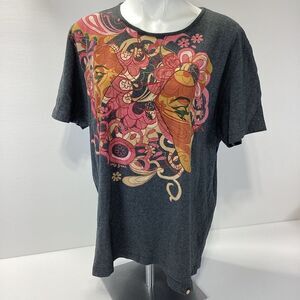 Pretty Green Brand Graphic Mod T-Shirt Women’s Face Colorful Design Size XXL